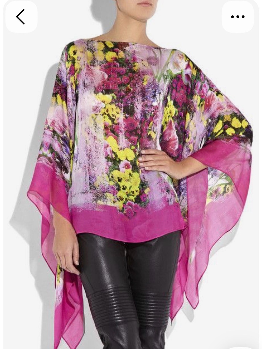 Vintage Roberto Cavalli Floral Sheer short kaftan in Fuchsia and Yellow
